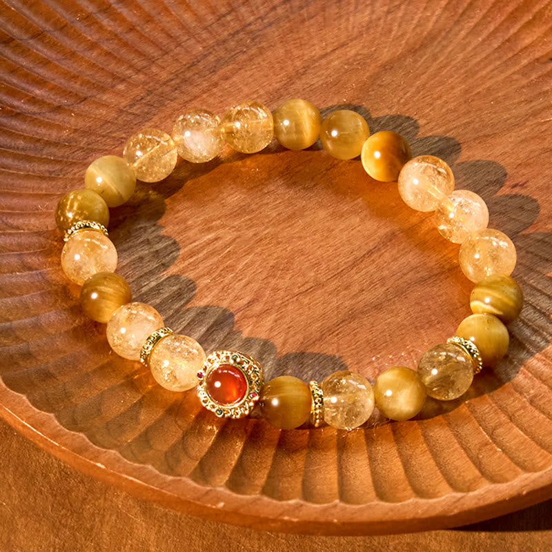 Bransoletka Buddha Stones Citrine Tiger Eye Red Agat Generosity