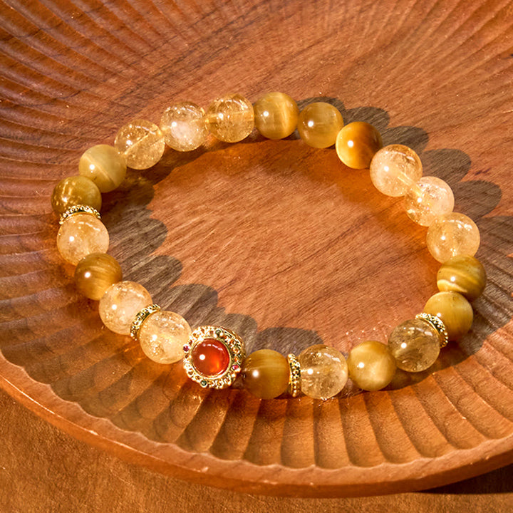 Bransoletka Buddha Stones Citrine Tiger Eye Red Agat Generosity