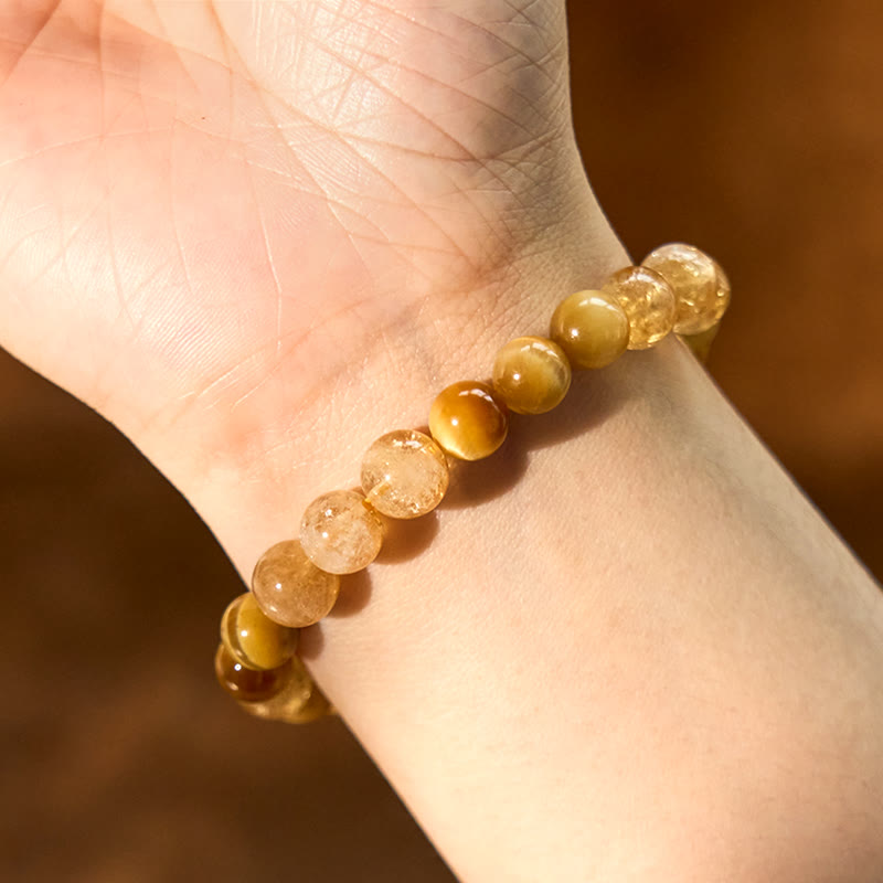 Bransoletka Buddha Stones Citrine Tiger Eye Red Agat Generosity