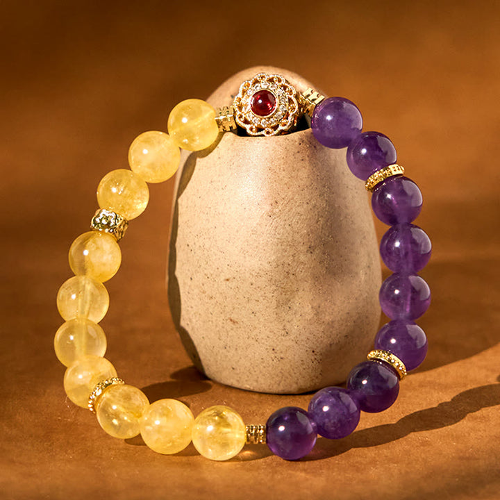 Bransoletka Buddha Stones Citrine Amethyst Pleasure