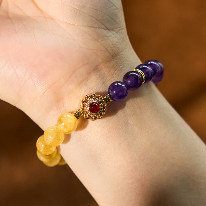 Bransoletka Buddha Stones Citrine Amethyst Pleasure