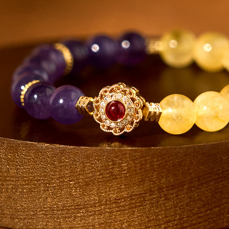 Bransoletka Buddha Stones Citrine Amethyst Pleasure