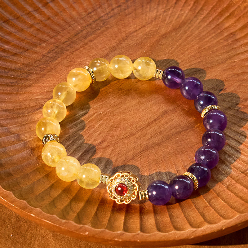 Bransoletka Buddha Stones Citrine Amethyst Pleasure