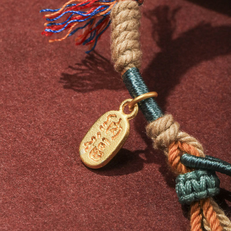 Buddha Stones Tybetańskie Tkane Ręcznie Kolorowe Liny Regulowane Frędzle Bransoletka Nafu Luck