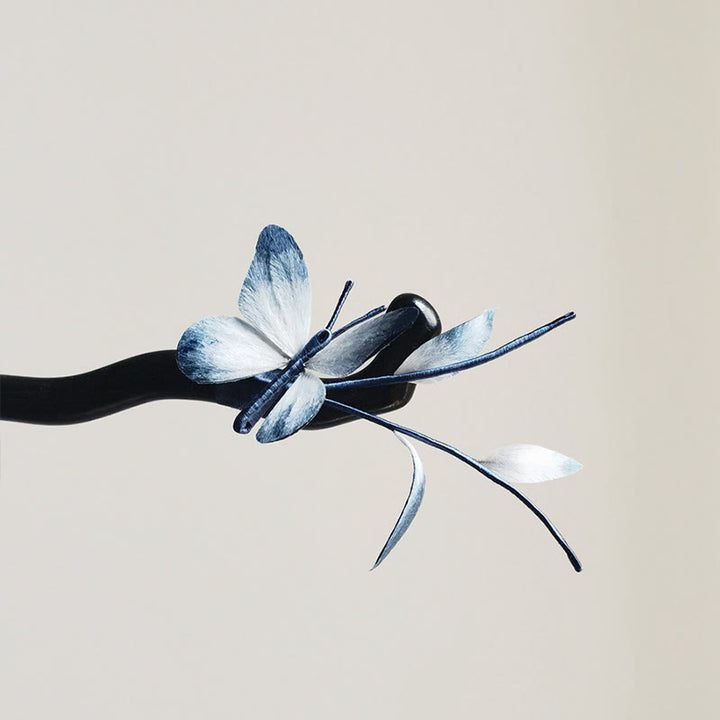 Buddha Stones ręcznie robione aksamitne kwiaty z jedwabiu morwowego, broszka motyl, spinka do włosów