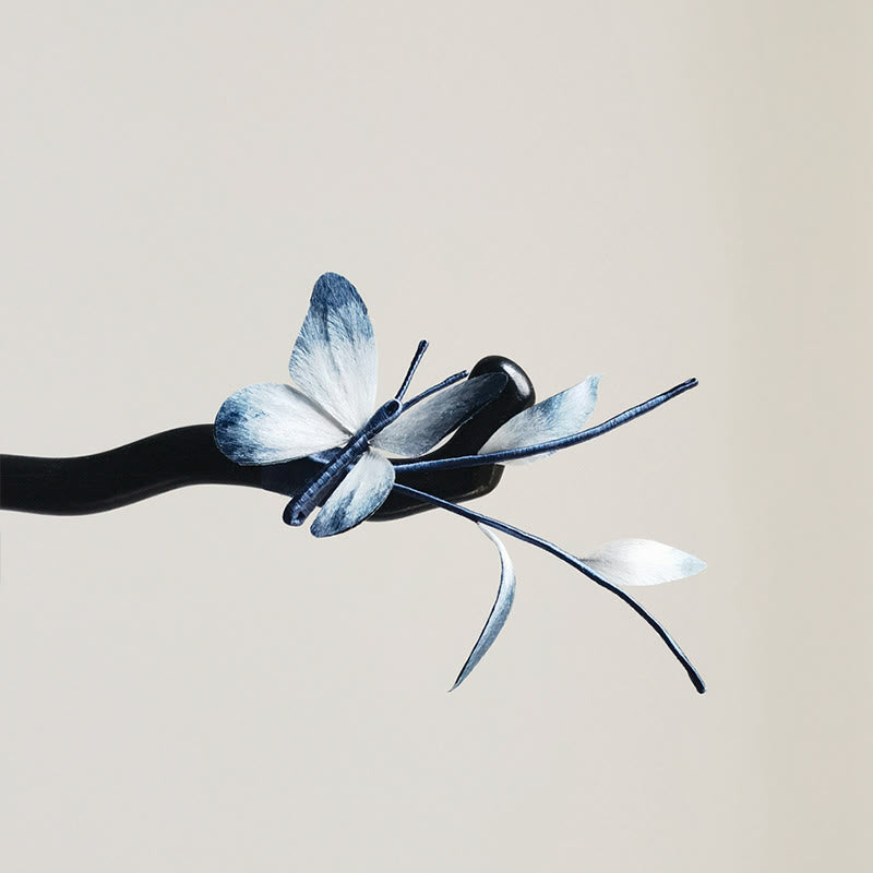 Buddha Stones ręcznie robione aksamitne kwiaty z jedwabiu morwowego, broszka motyl, spinka do włosów