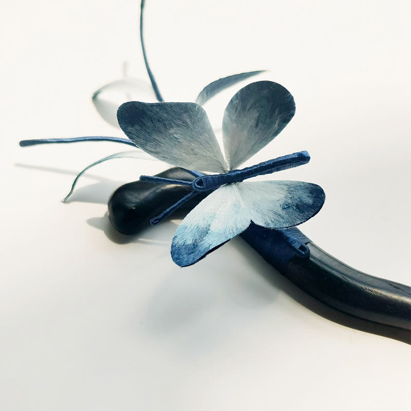 Buddha Stones ręcznie robione aksamitne kwiaty z jedwabiu morwowego, broszka motyl, spinka do włosów