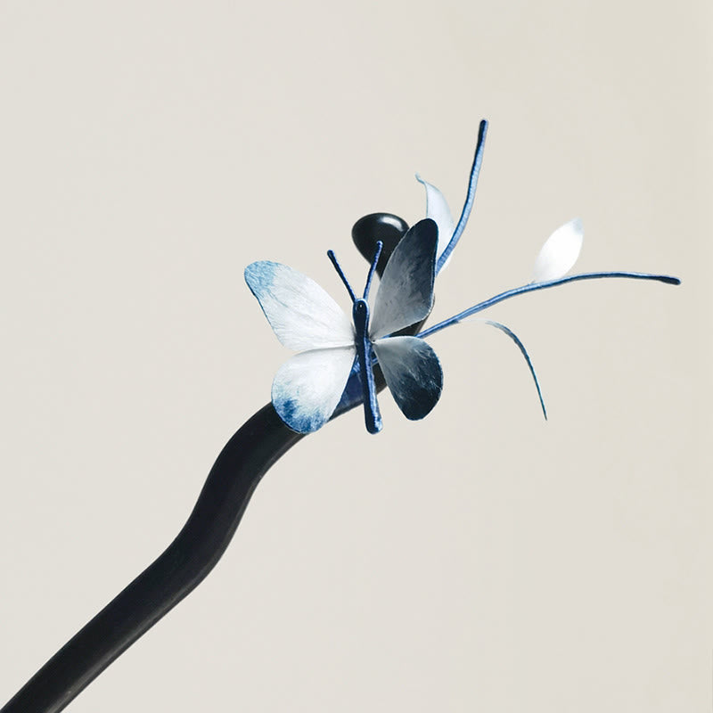 Buddha Stones ręcznie robione aksamitne kwiaty z jedwabiu morwowego, broszka motyl, spinka do włosów