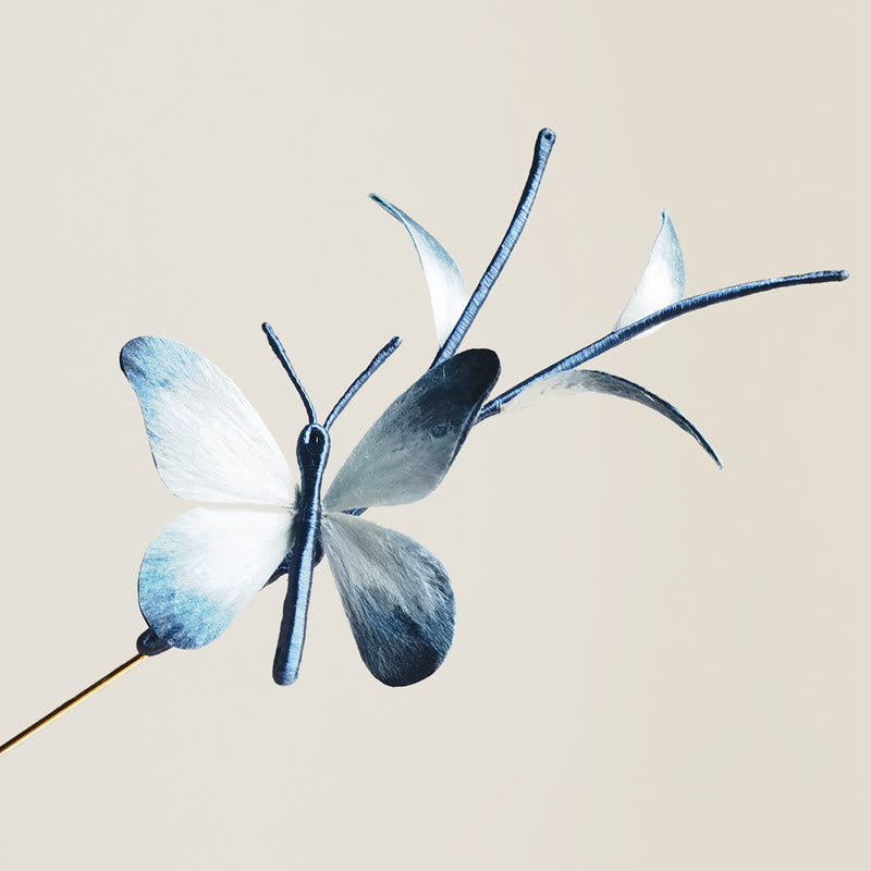 Buddha Stones ręcznie robione aksamitne kwiaty z jedwabiu morwowego, broszka motyl, spinka do włosów