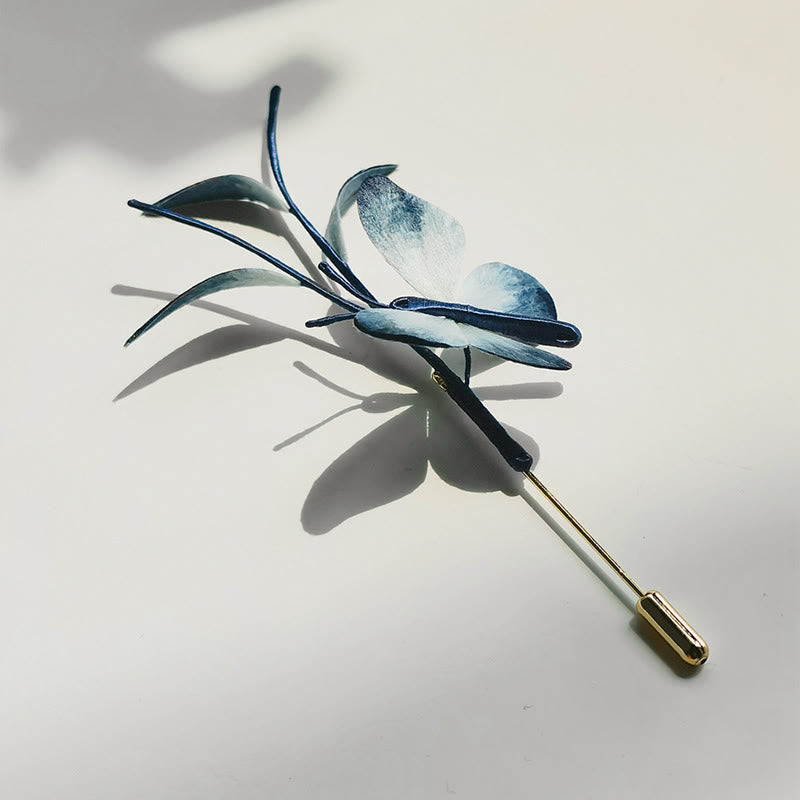 Buddha Stones ręcznie robione aksamitne kwiaty z jedwabiu morwowego, broszka motyl, spinka do włosów