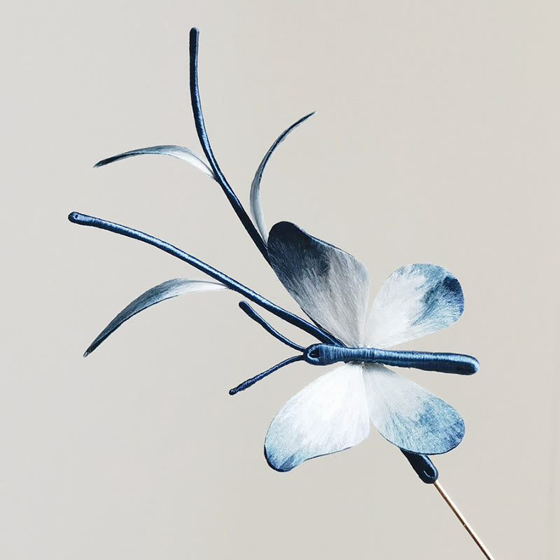 Buddha Stones ręcznie robione aksamitne kwiaty z jedwabiu morwowego, broszka motyl, spinka do włosów