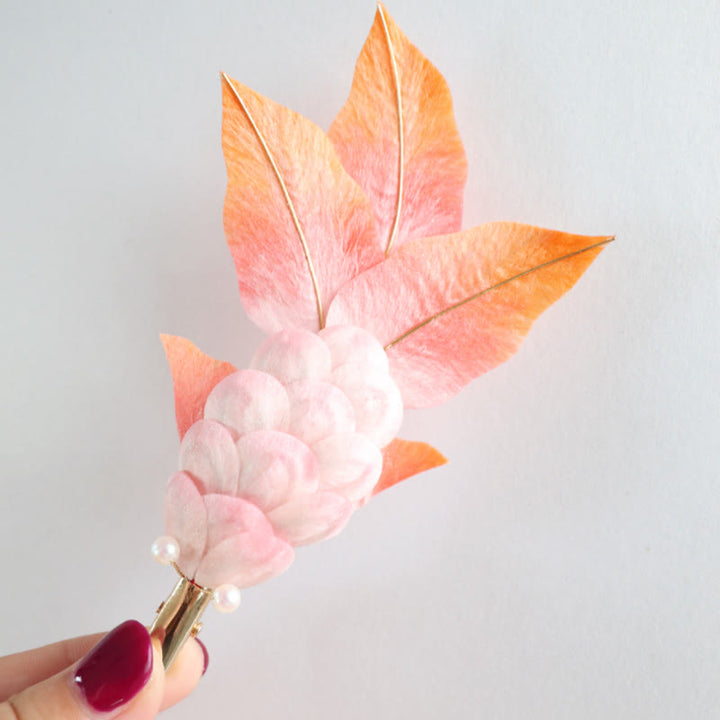 Buddha Stones ręcznie robione Yangzhou Aksamitne Kwiaty Morwy Jedwabne Czerwone Liście Ryby Koi Broszka Spinka Do Włosów