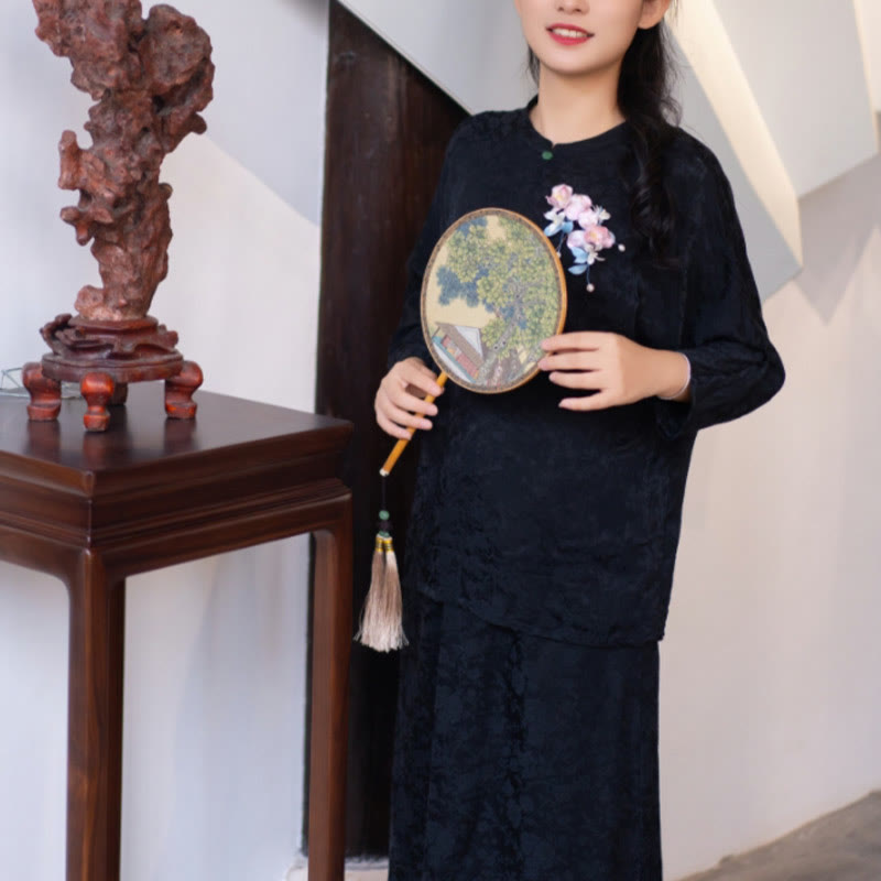 Buddha Stones ręcznie robione aksamitne kwiaty morwy jedwabiu różowego irysa broszka do włosów spinka