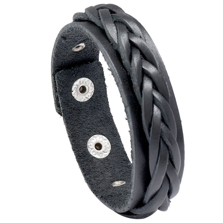 Bransoletka wzmacniająca z regulowanym zapięciem i kamieniami Buddha Stones Vintage Weaving Leather