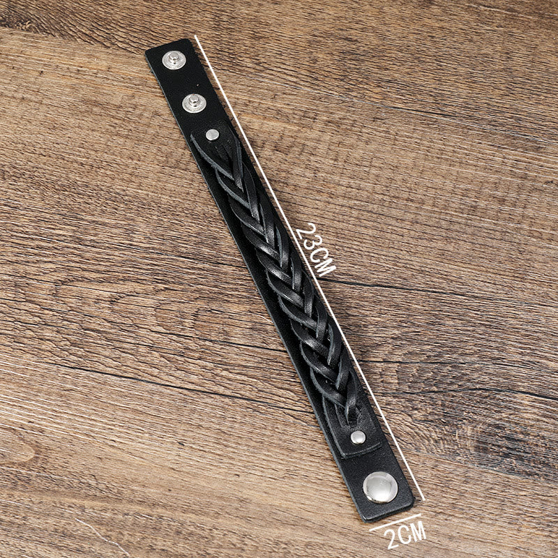 Bransoletka wzmacniająca z regulowanym zapięciem i kamieniami Buddha Stones Vintage Weaving Leather