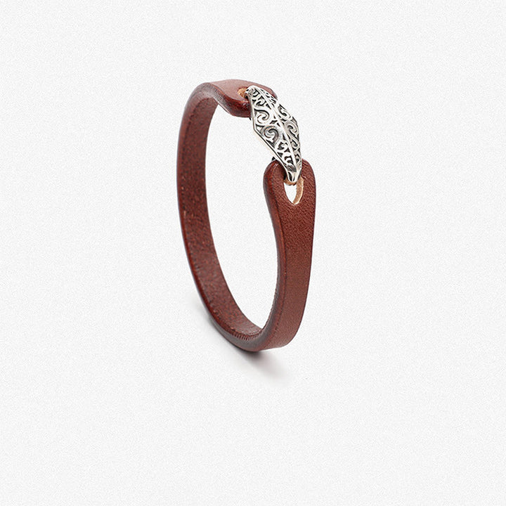 Bransoletka ochronna Buddha Stones 925 ze srebra wysokiej próby, ze skóry, z wieloma obrotami