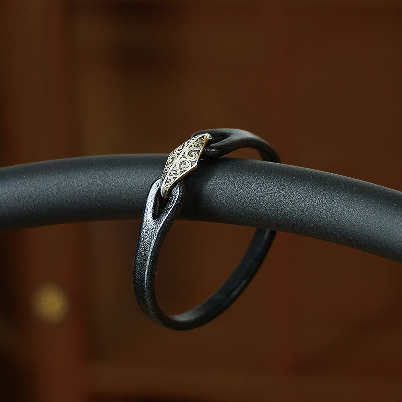 Bransoletka ochronna Buddha Stones 925 ze srebra wysokiej próby, ze skóry, z wieloma obrotami