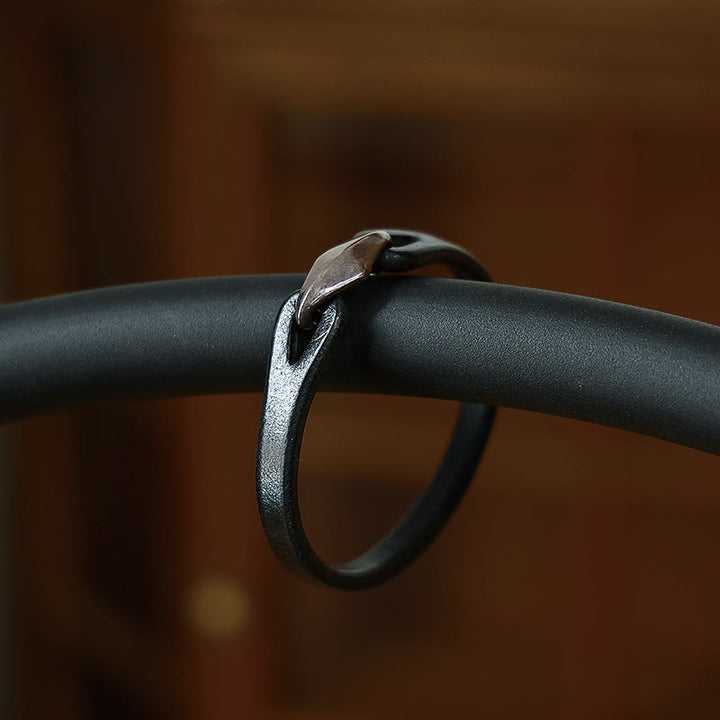 Bransoletka ochronna Buddha Stones 925 ze srebra wysokiej próby, ze skóry, z wieloma obrotami