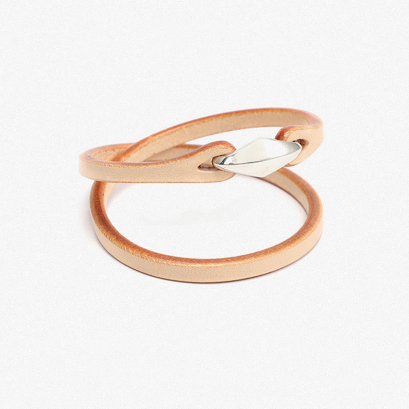 Bransoletka ochronna Buddha Stones 925 ze srebra wysokiej próby, ze skóry, z wieloma obrotami