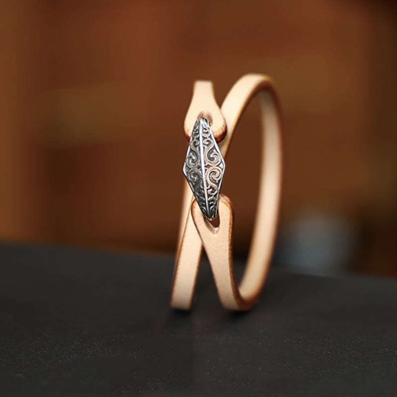 Bransoletka ochronna Buddha Stones 925 ze srebra wysokiej próby, ze skóry, z wieloma obrotami