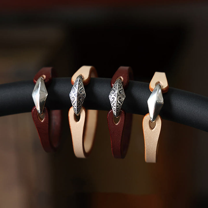 Bransoletka ochronna Buddha Stones 925 ze srebra wysokiej próby, ze skóry, z wieloma obrotami