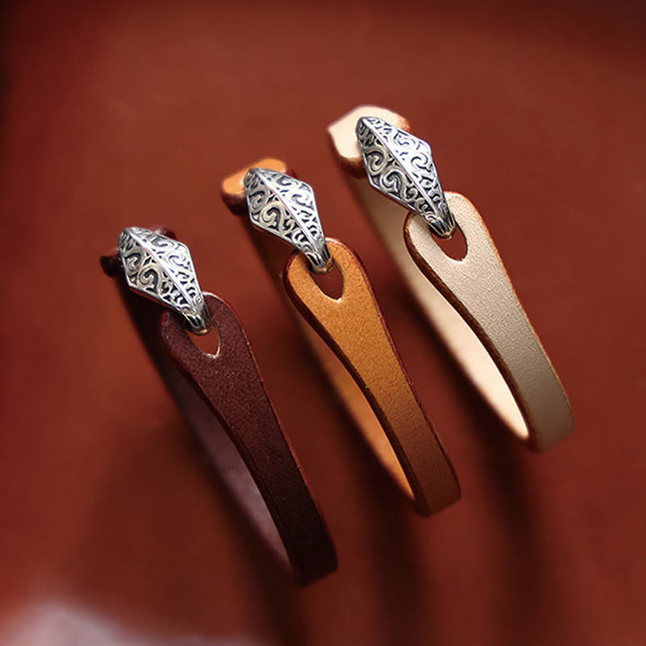 Bransoletka ochronna Buddha Stones 925 ze srebra wysokiej próby, ze skóry, z wieloma obrotami