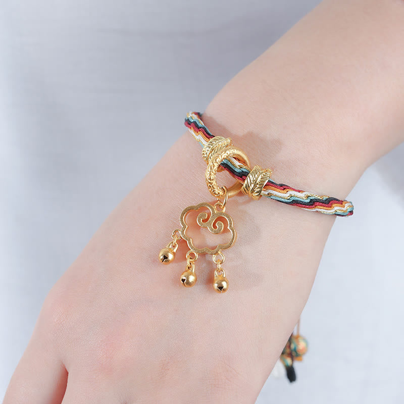 Buddha Stones Ręcznie Robione Dunhuang Kolor Jelenia Pomyślny Chmura Pokój Blokada Dzwon Uzdrawiająca Reinkarnacja Bransoletka Węzeł