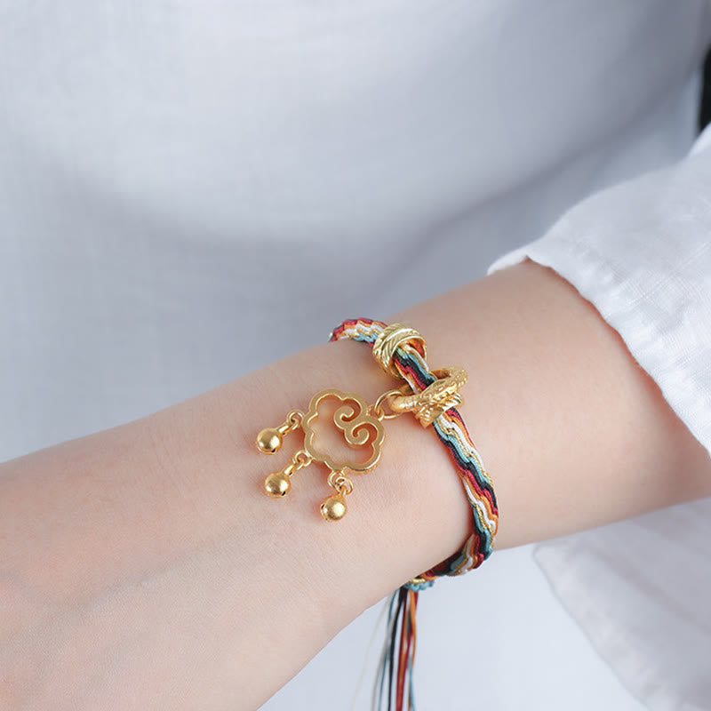 Buddha Stones Ręcznie Robione Dunhuang Kolor Jelenia Pomyślny Chmura Pokój Blokada Dzwon Uzdrawiająca Reinkarnacja Bransoletka Węzeł