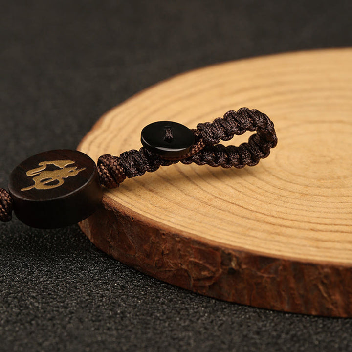 Buddha Stones Mały liść Czerwony Sandałowiec Bezpostaciowy Budda Ochrona Brelok