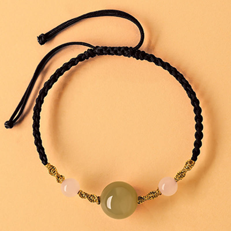 Buddha Stones Hetian Jade Czarny Onyks Czerwony Agat Koraliki Bransoletka Szczęścia Pleciona