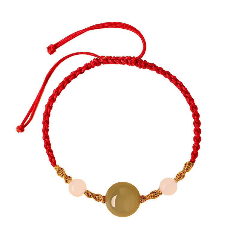 Buddha Stones Hetian Jade Czarny Onyks Czerwony Agat Koraliki Bransoletka Szczęścia Pleciona