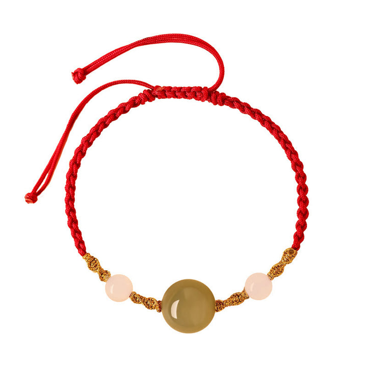 Buddha Stones Hetian Jade Czarny Onyks Czerwony Agat Koraliki Bransoletka Szczęścia Pleciona