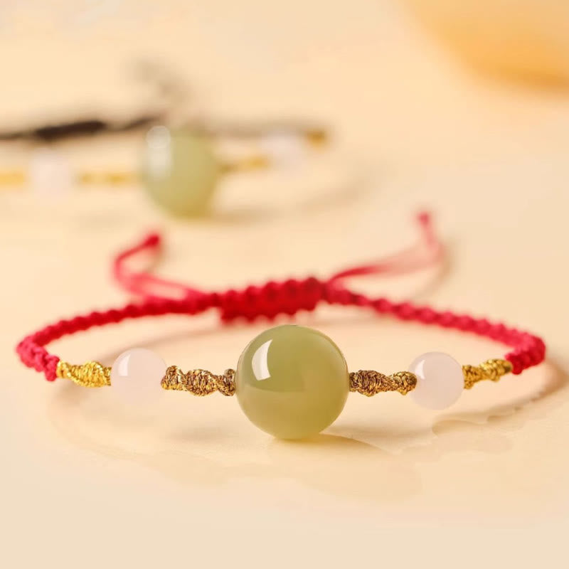 Buddha Stones Hetian Jade Czarny Onyks Czerwony Agat Koraliki Bransoletka Szczęścia Pleciona