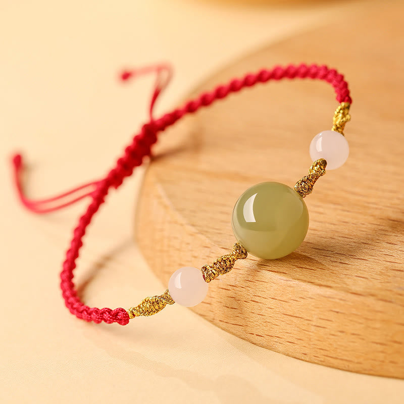 Buddha Stones Hetian Jade Czarny Onyks Czerwony Agat Koraliki Bransoletka Szczęścia Pleciona