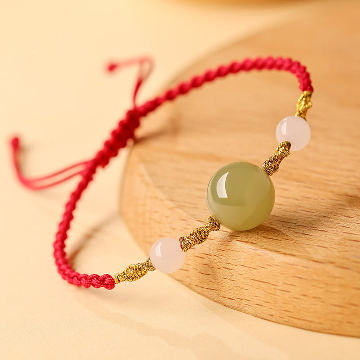 Buddha Stones Hetian Jade Czarny Onyks Czerwony Agat Koraliki Bransoletka Szczęścia Pleciona