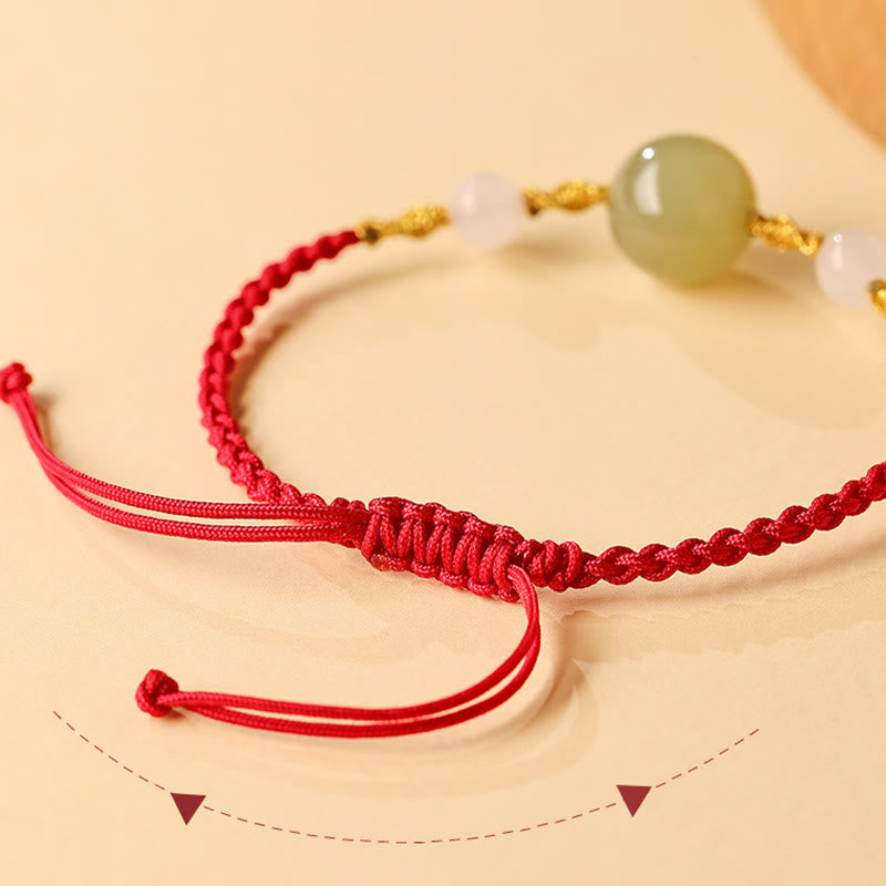 Buddha Stones Hetian Jade Czarny Onyks Czerwony Agat Koraliki Bransoletka Szczęścia Pleciona