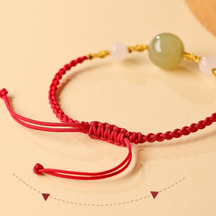 Buddha Stones Hetian Jade Czarny Onyks Czerwony Agat Koraliki Bransoletka Szczęścia Pleciona