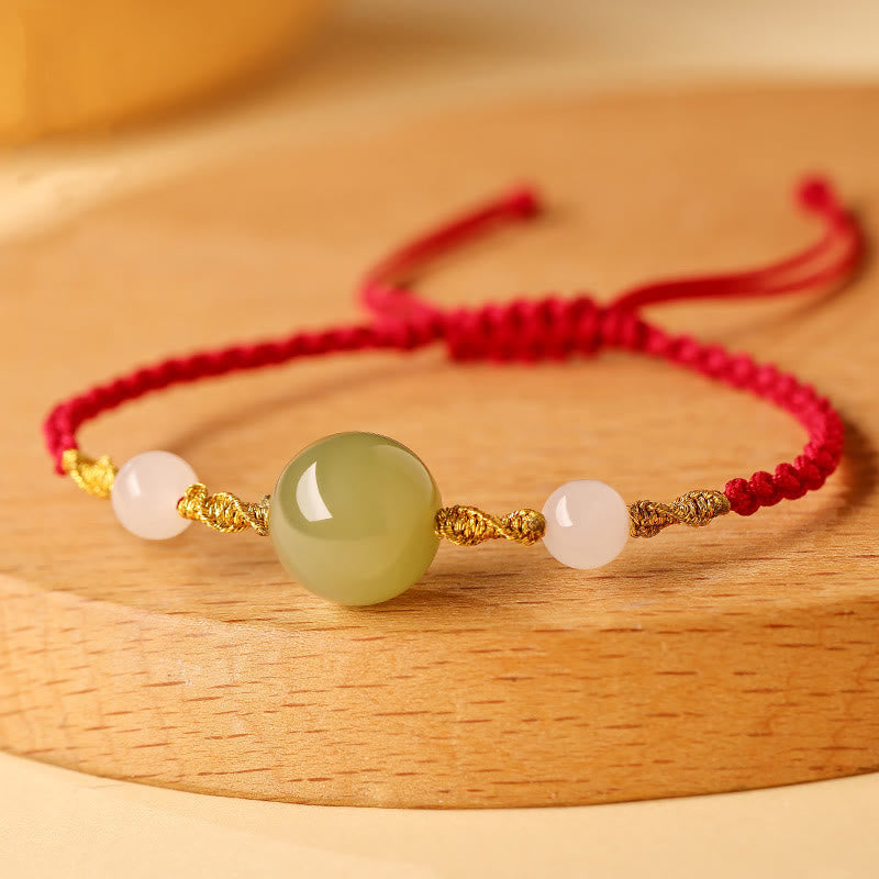 Buddha Stones Hetian Jade Czarny Onyks Czerwony Agat Koraliki Bransoletka Szczęścia Pleciona