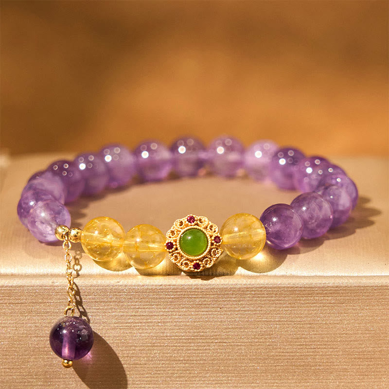 Bransoletka z Buddha Stones z naturalnego ametystu do medytacji i równowagi