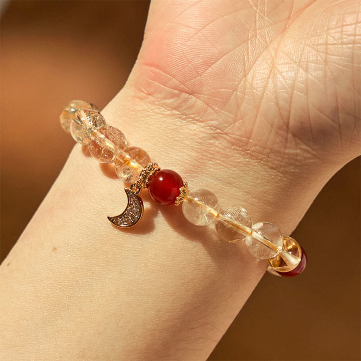 Bransoletka Buddha Stones Citrine Red Agate Moon Prosperity