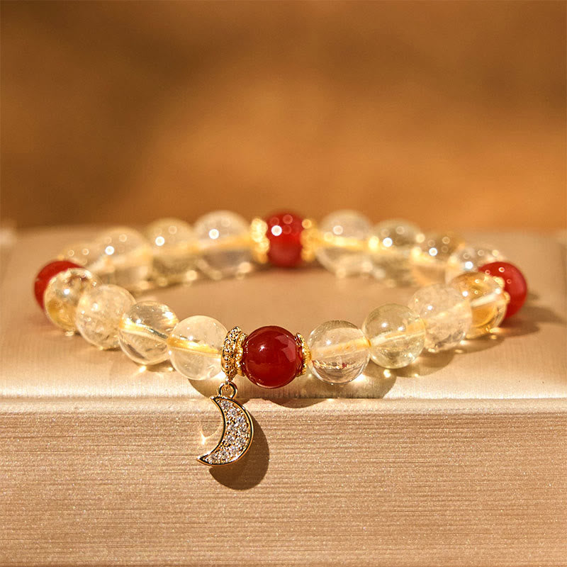 Bransoletka Buddha Stones Citrine Red Agate Moon Prosperity