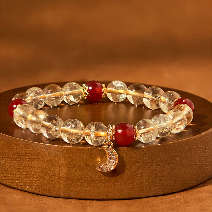 Bransoletka Buddha Stones Citrine Red Agate Moon Prosperity