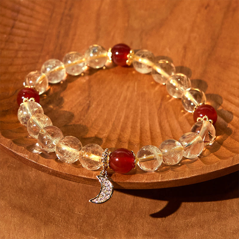 Bransoletka Buddha Stones Citrine Red Agate Moon Prosperity