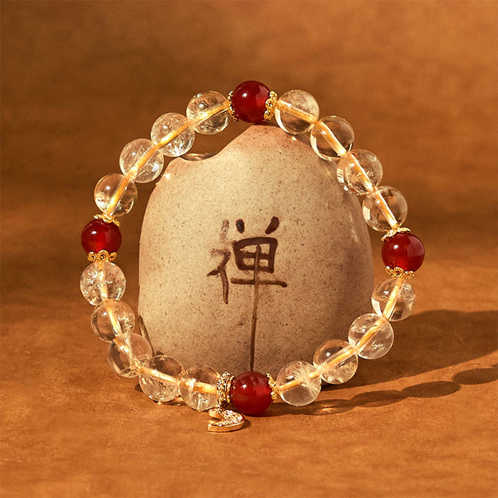 Bransoletka Buddha Stones Citrine Red Agate Moon Prosperity
