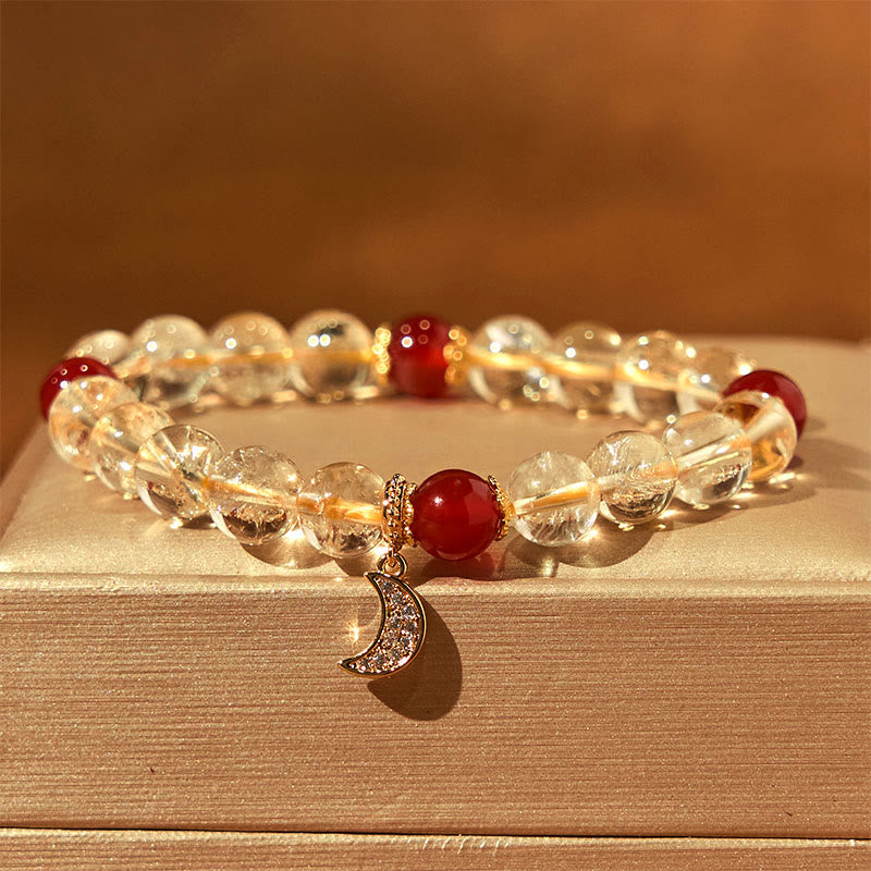 Bransoletka Buddha Stones Citrine Red Agate Moon Prosperity