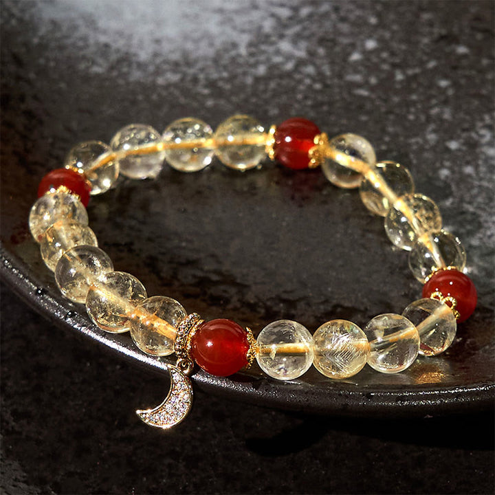 Bransoletka Buddha Stones Citrine Red Agate Moon Prosperity