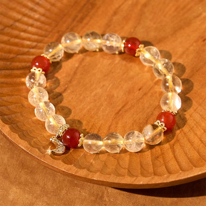 Bransoletka Buddha Stones Citrine Red Agate Moon Prosperity