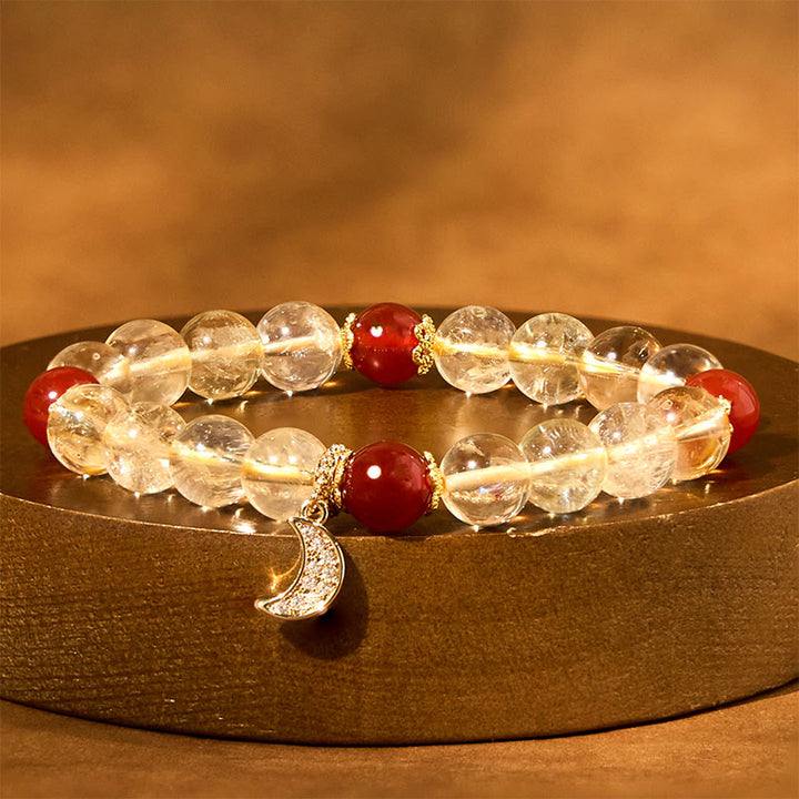 Bransoletka Buddha Stones Citrine Red Agate Moon Prosperity
