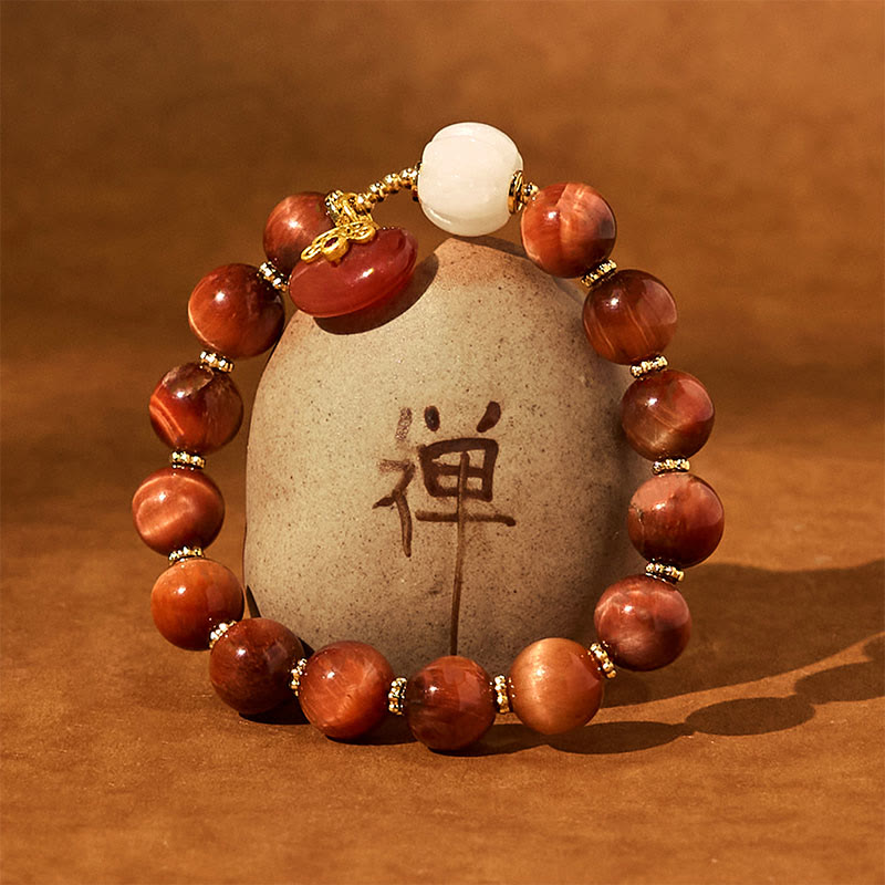 Bransoletka Buddha Stones Natural Red Tiger Eye Pumpkin Calm