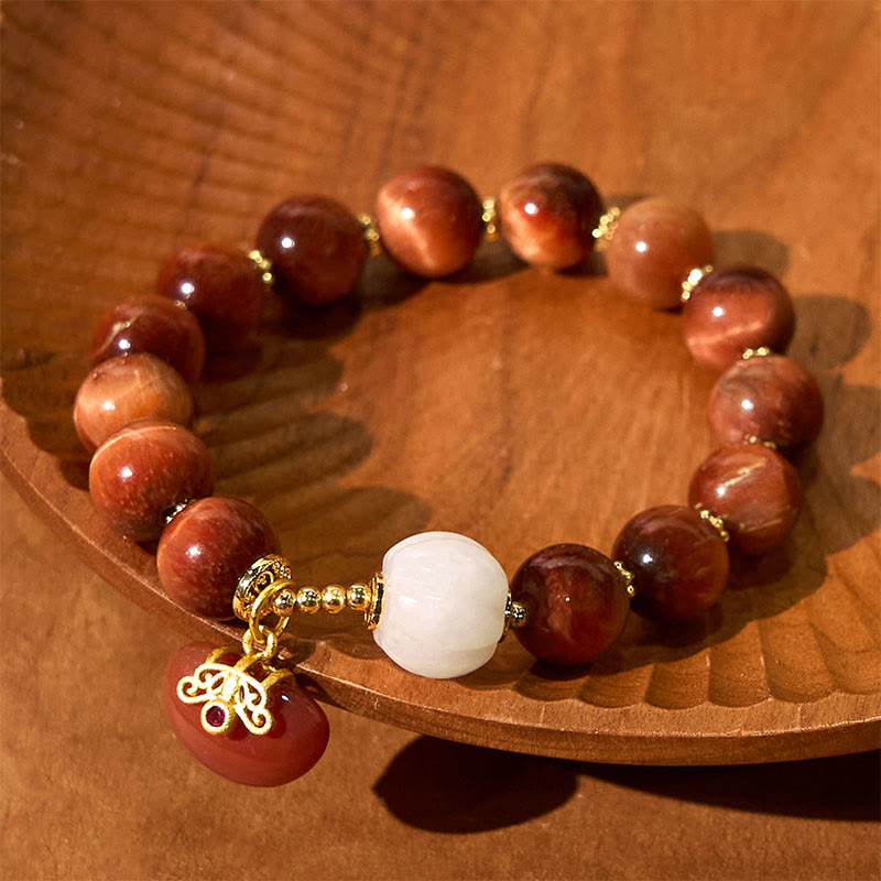 Bransoletka Buddha Stones Natural Red Tiger Eye Pumpkin Calm